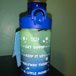 Tasty Kids water bottle 16 oz with Wide Mouth and Flip-Top Lid